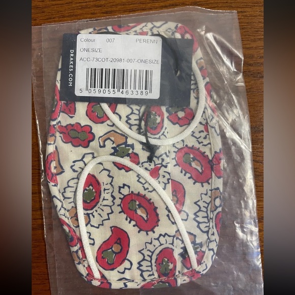 NWT Drake's London DRAKES Ivory w/ Paisley Red Olive Pattern Face Mask One Size - Picture 5 of 5